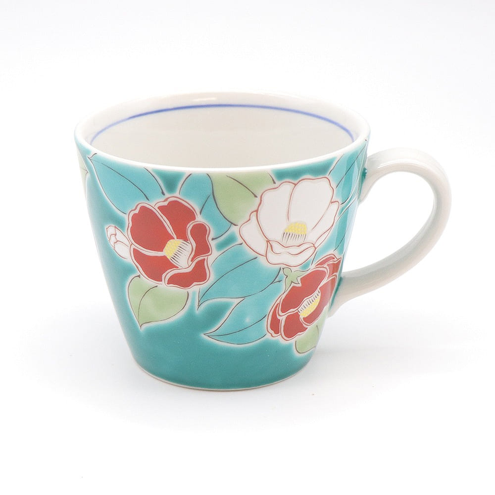 Kutani Ware Handmade Mug Cup (Camelia, 3.74 x 3.15) Made in Japan 1 count