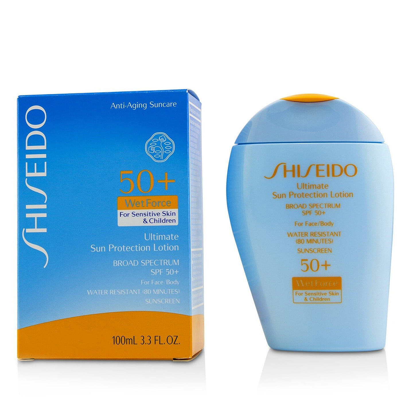 Shiseido Ultimate Sun Protection Lotion WetForce For Face & Body SPF 50+ - For Sensitive Skin & Children 100ml/3.3oz 100 ml(ミリリットル)