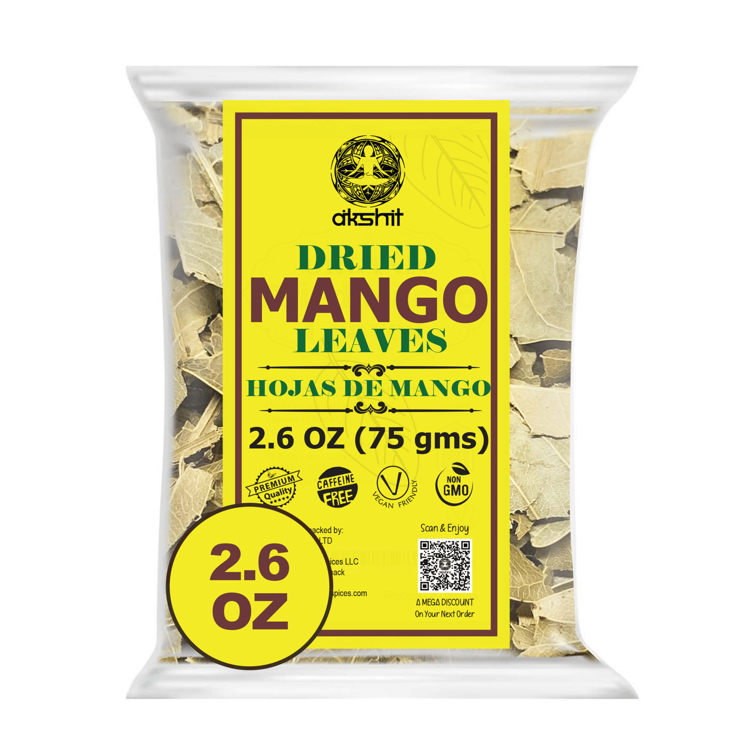 2.6oz Dried Mango Leaves for Wellness, Herbal tea 2.6 oz