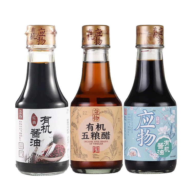 应物 有机红曲酱油150ml+有机醋150ml+有机应物酱油150ml 无添加组合小瓶
