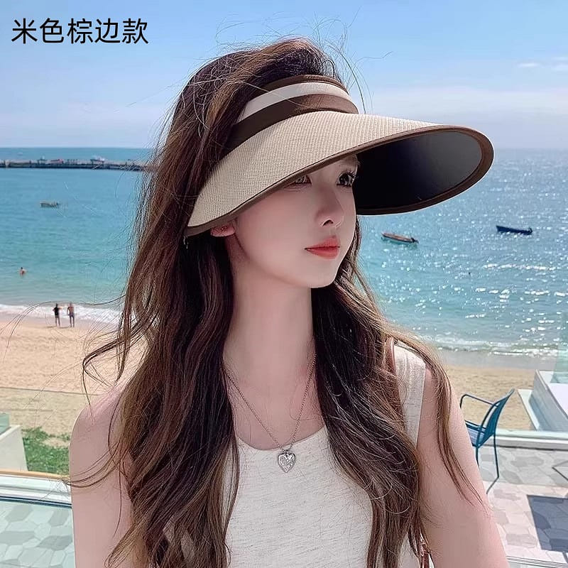 Outdoor sunshade straw hat – 1 piece – beige with 1 count