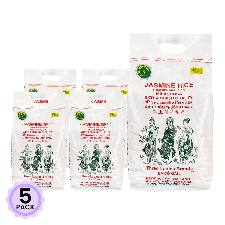 Three Ladies Brand 顶上茉莉香米 10 磅*5 包