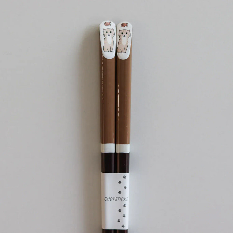 日本 Harupei 23cm 小猫筷子 - 棕色 1 个