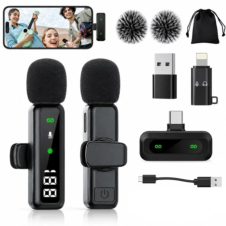 Wireless Lavalier Mic for iPhone Android USB-C Pod 1 box