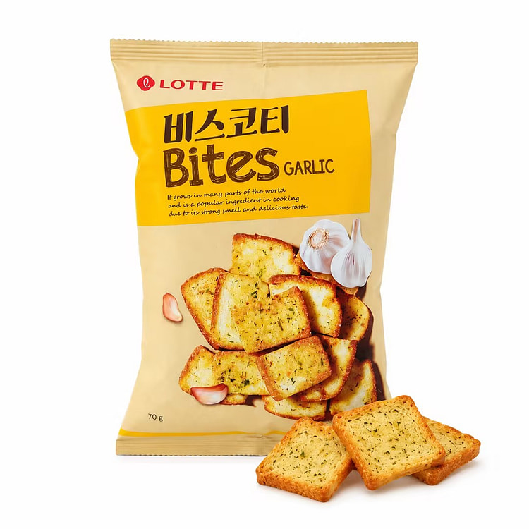 Lotte Garlic Flavored Baked Bread Chips 70g 1 each