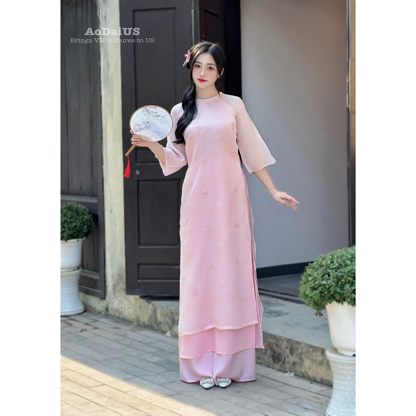 Pink Ao Dai NO PANTS | Vietnamese Ao Dai D10 M 1 each