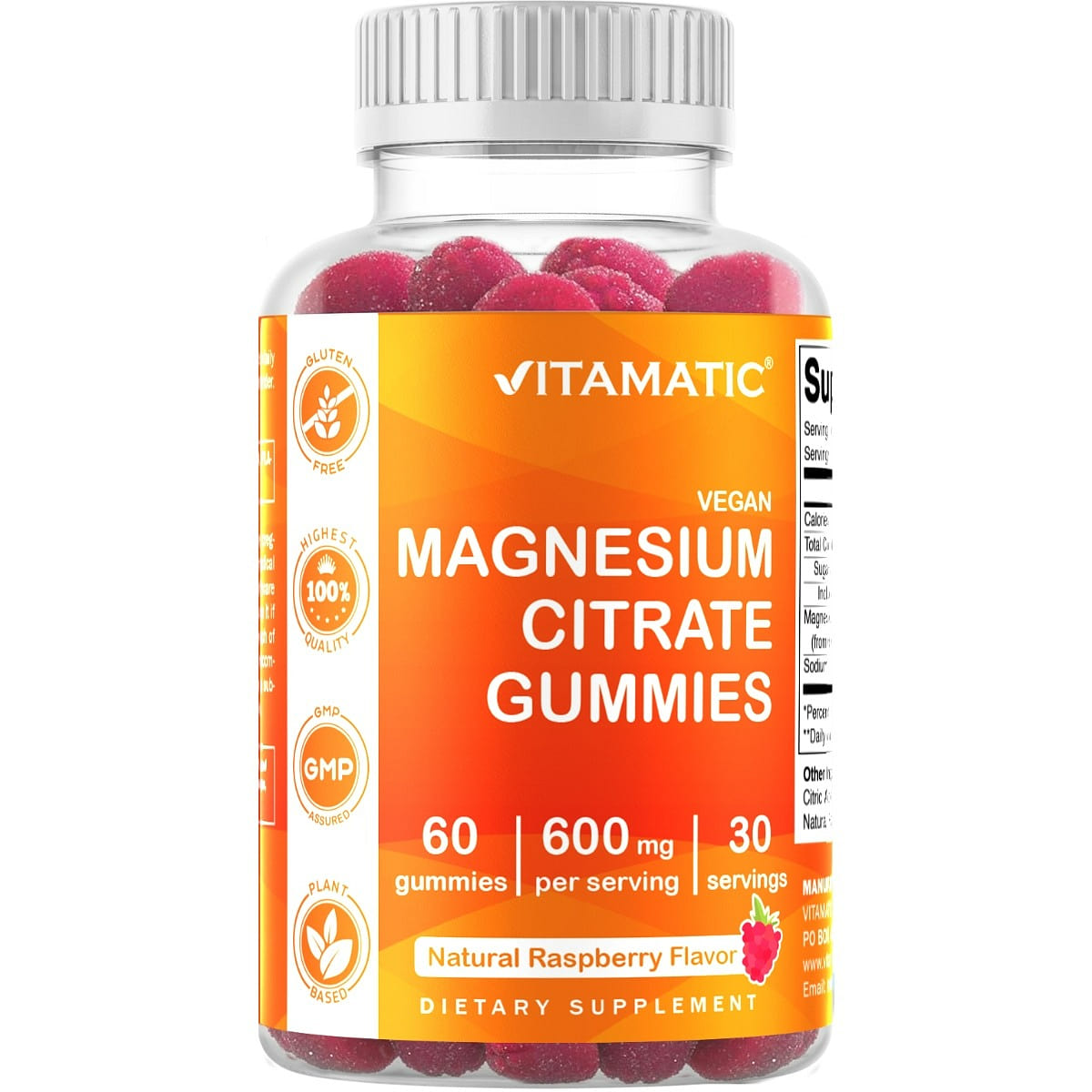 Magnesium Citrate 600mg 60 Vegan Gummies 1 each