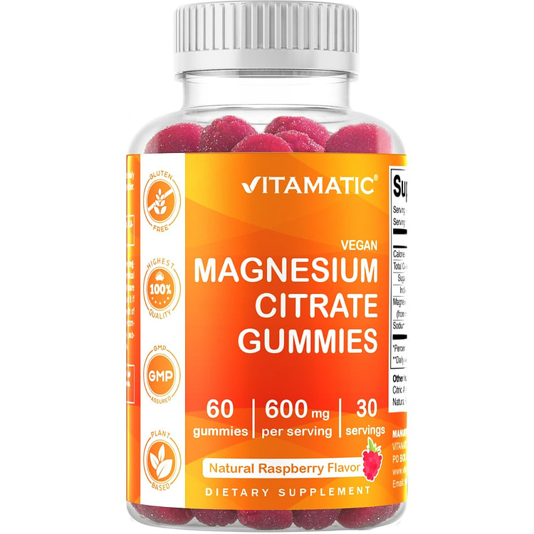 Magnesium Citrate 600mg 60 Vegan Gummies