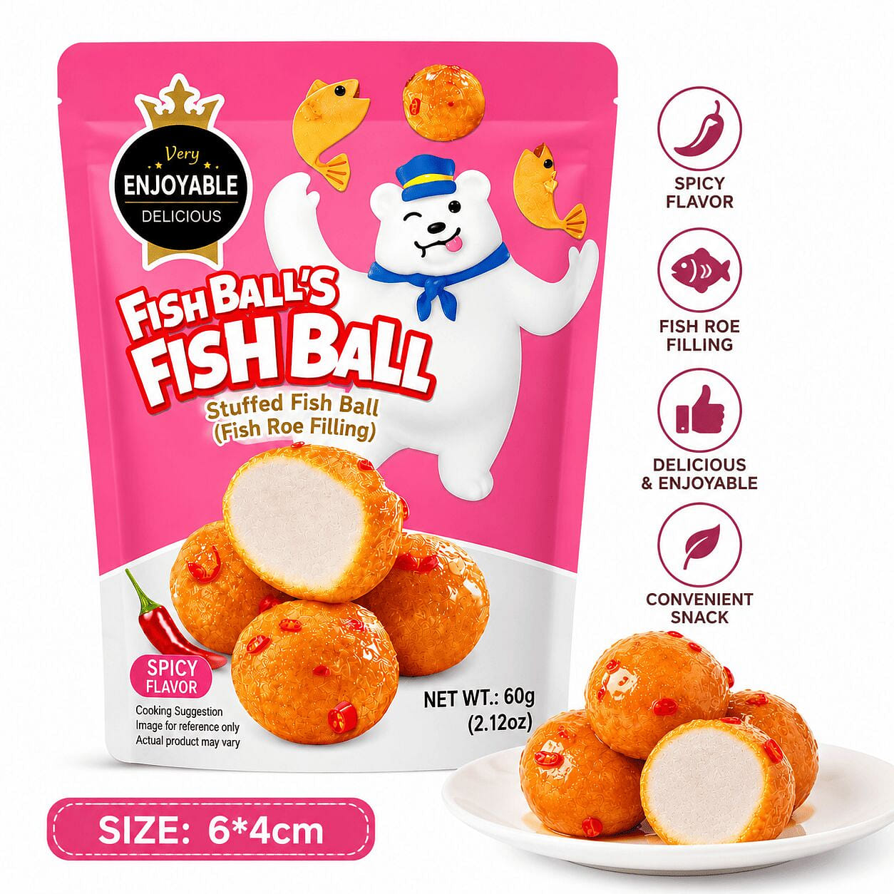 Eating in satisfying spicy small fish balls 5 g
