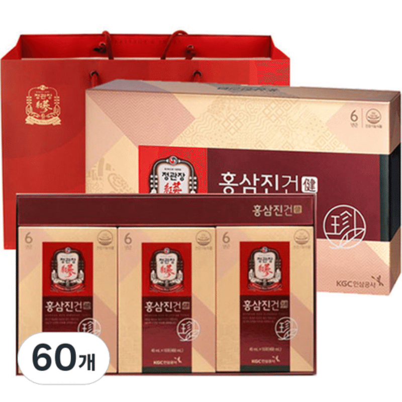 CheongKwanJang Red Ginseng Dry Pouch + Shopping Bag, (40ml, 60 pieces) 1 box