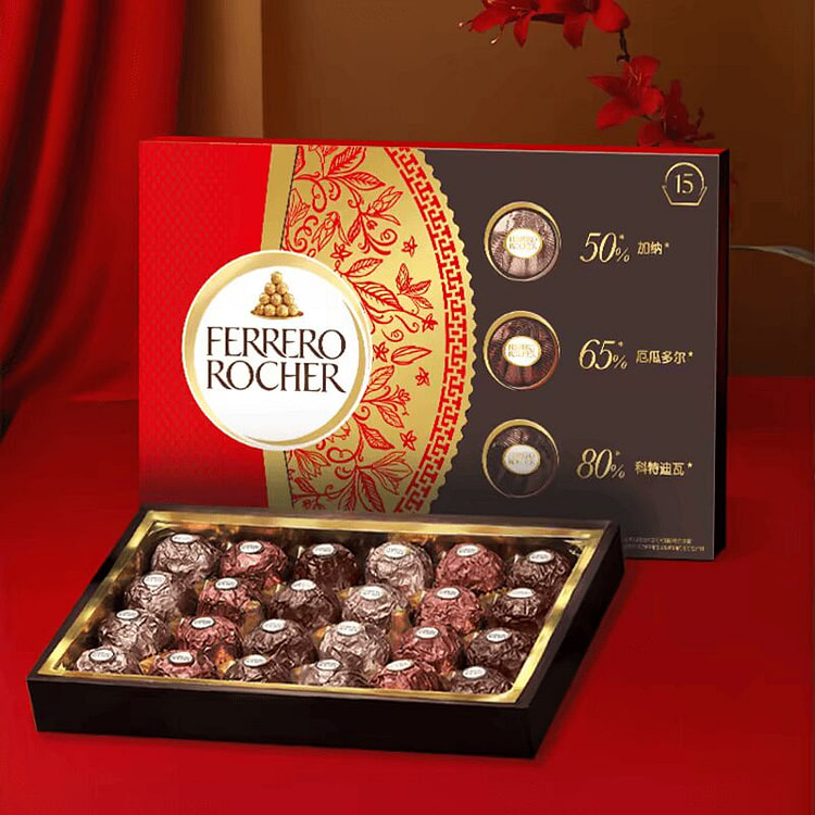 费列罗官方旗舰店榛果威化黑巧克力制品15粒 1 盒