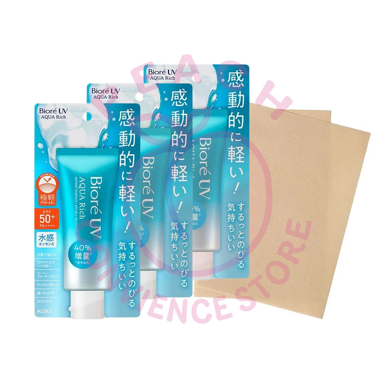 Biore WateryEssenceSunscreen 3 Pack+Blotting Paper