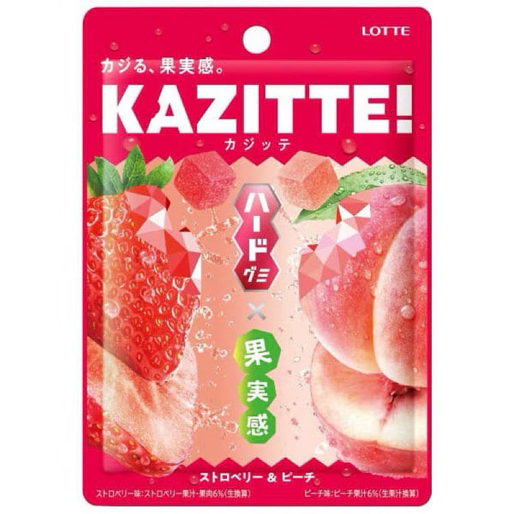 LOTTE Kajitte Strawberry & Peach Hard Gummies 80g 1 each