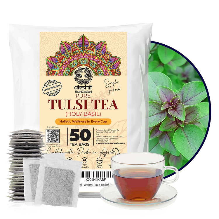 50 Holy Basil Tea Bags, Tulsi Tea, Herbal Tea 75 count