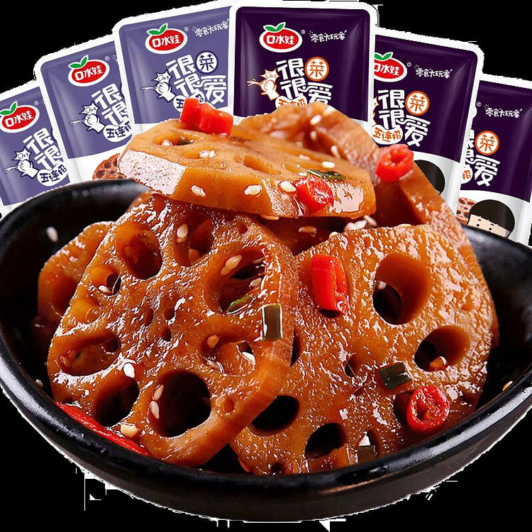 口水娃卤藕片 即食莲藕块【混合口味共约15小包】