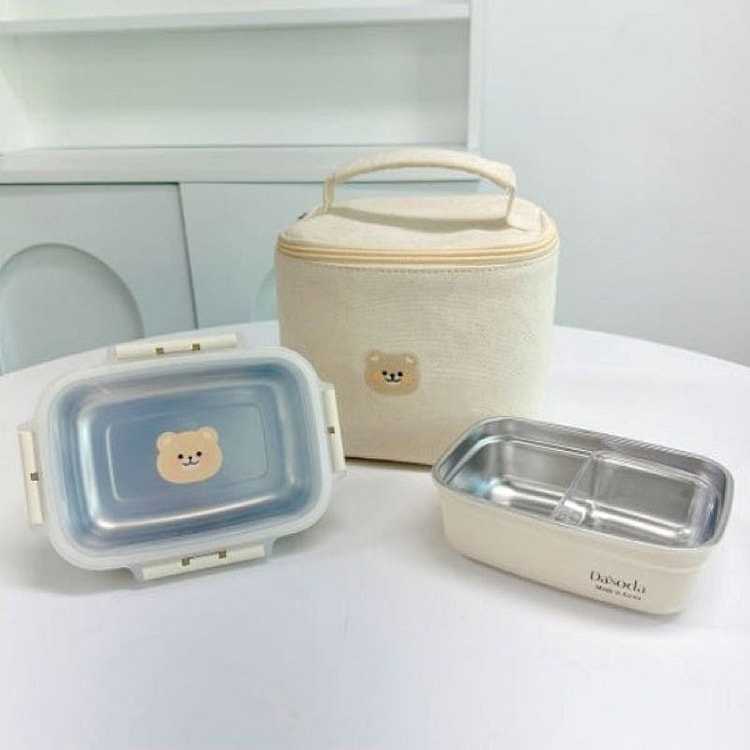 다소다 2단 베어스텐 도시락통 가방세트 (수저 미포함) 1 개입
