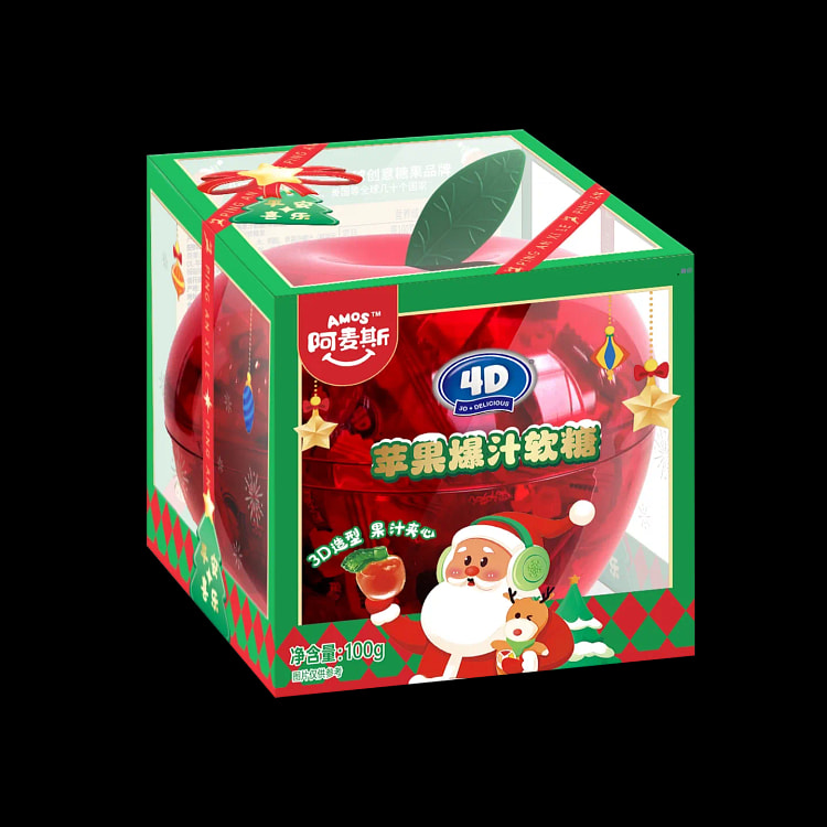 阿麦斯4d苹果爆汁软糖100g圣诞节平安夜小礼物 100 克