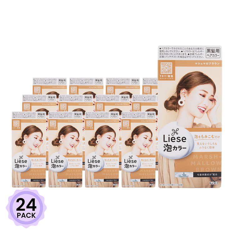 花王LIESE PRETTIA 泡沫染发剂(太妃糖棕) 1 份*24 包