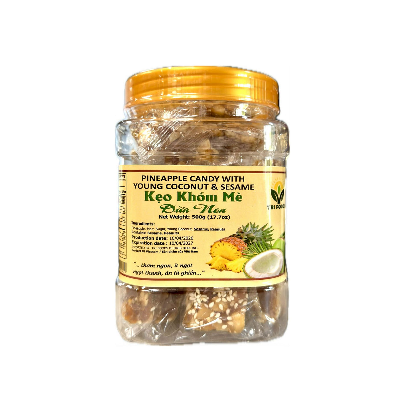 Pineapple Sesame Young Coconut Candy 500g 1 bottle