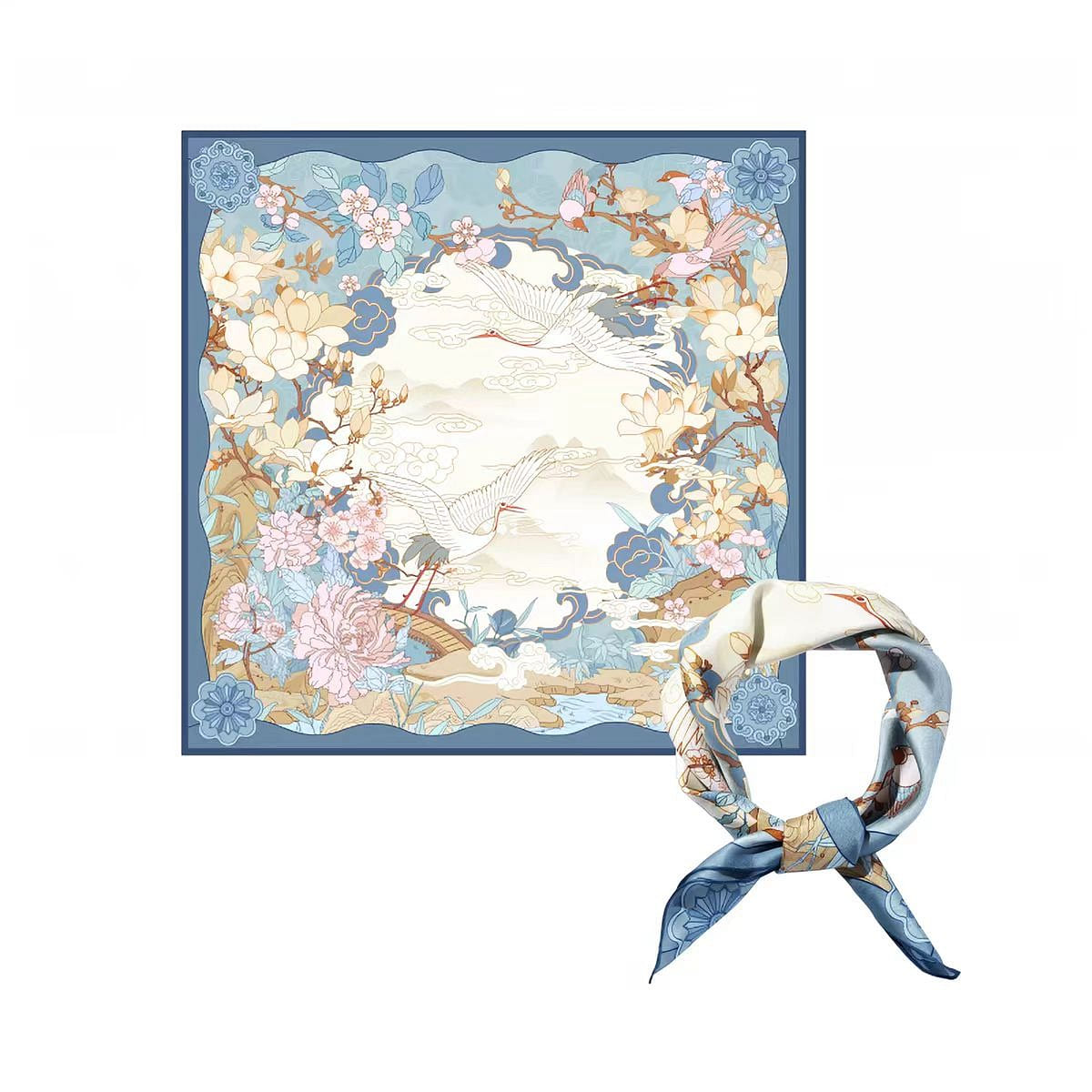 Yutang Wealthy Silk Scarf – Blue Version 1 each