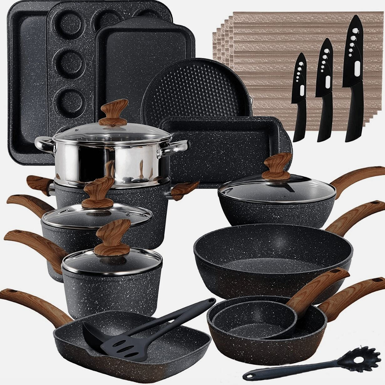 Pots and Pans Set Nonstick Kitchen Induction Cookw 30 pack