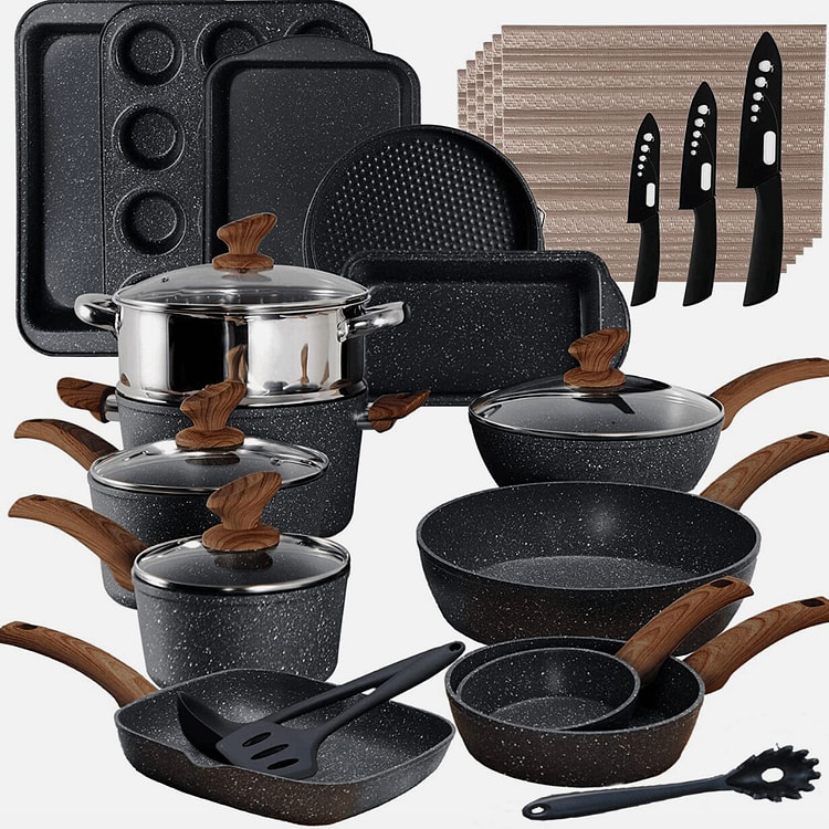 Pots and Pans Set Nonstick Kitchen Induction Cookw 30 pack