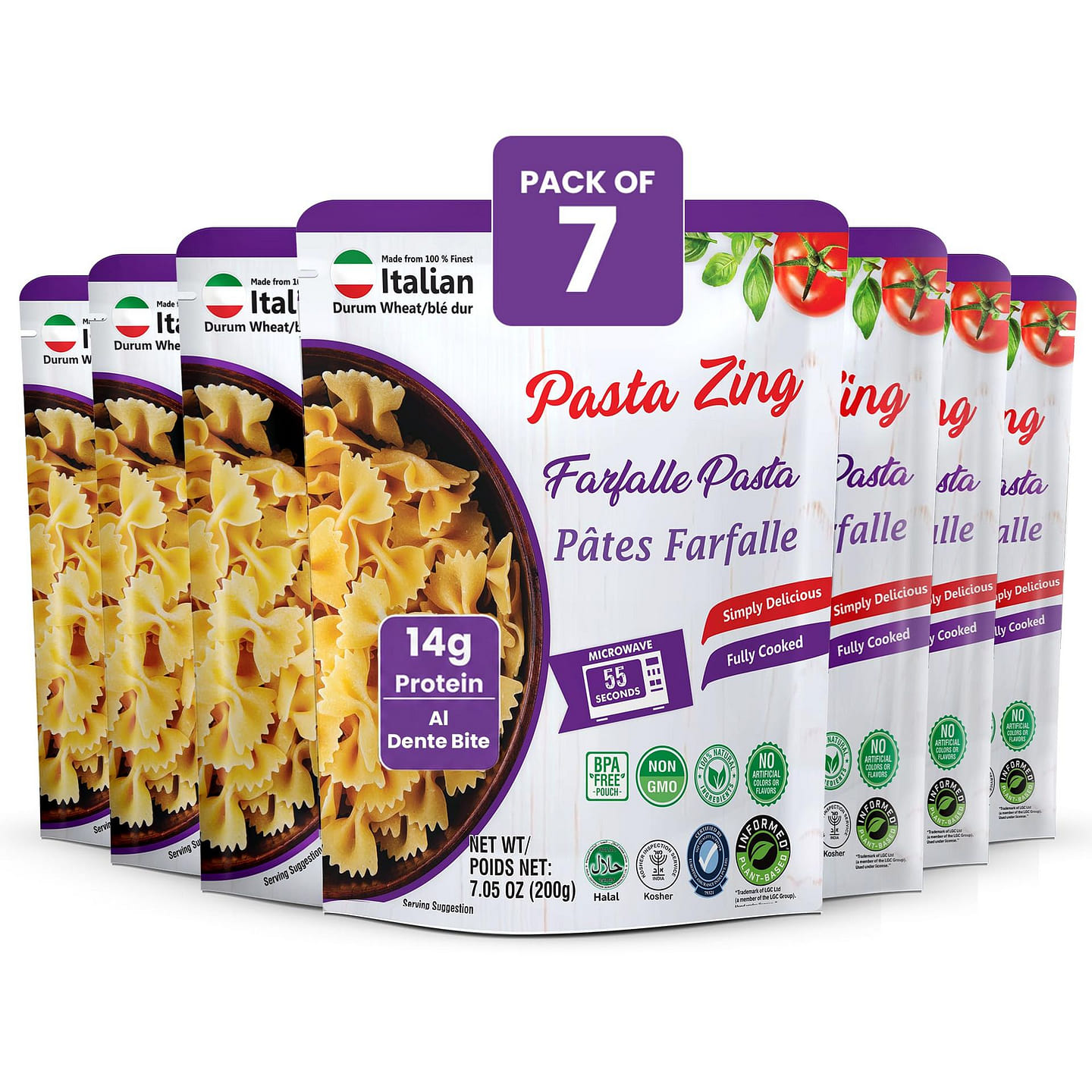 Pasta Zing Farfalle Pasta, Pack of 7 7.05 oz