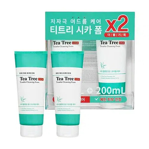 BRING GREEN Tea Tree Cica Trouble Cleansing Foam 200ml Double Set 6.76 oz