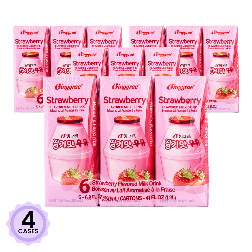 Binggrae Milk Drink Strawberry Flavor 200 ml*6 pack*4 case