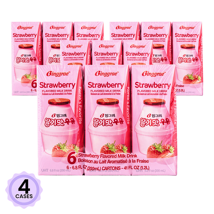 宾格瑞 草莓牛奶 200 毫升*6 包*4 箱