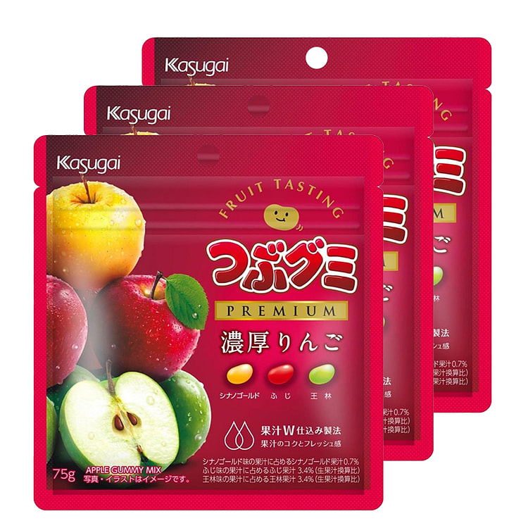 Kasugai Tsubugumi Gummy Premium Rich Apple 75gx3 (Best before 01/31/2025)