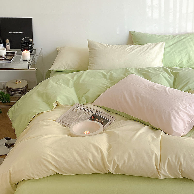 Simple Fresh Bedding Set Lime&Cheese Queen 2000 g