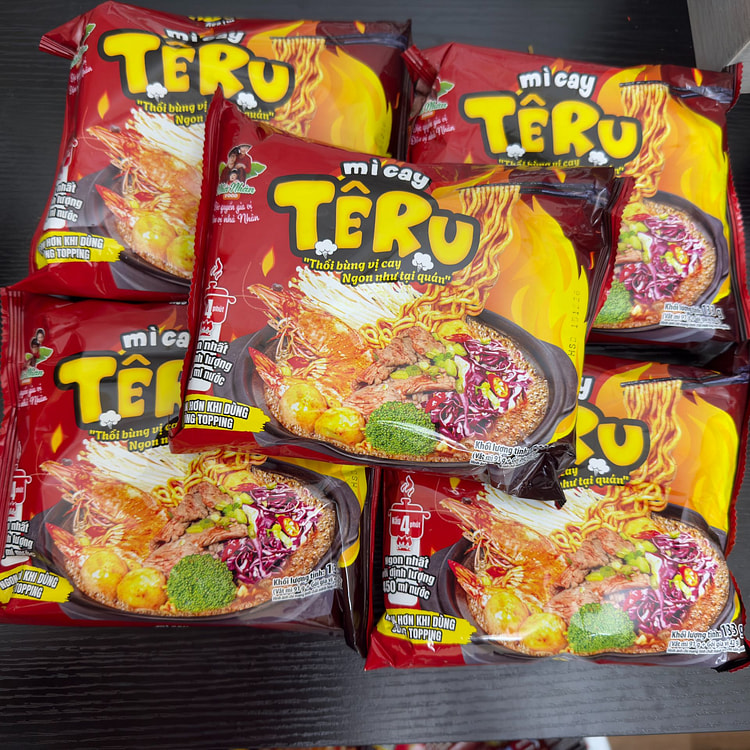 Spicy Instant Noodles TERU - Mi Cay - Ba Nhan Vlog 5 pack