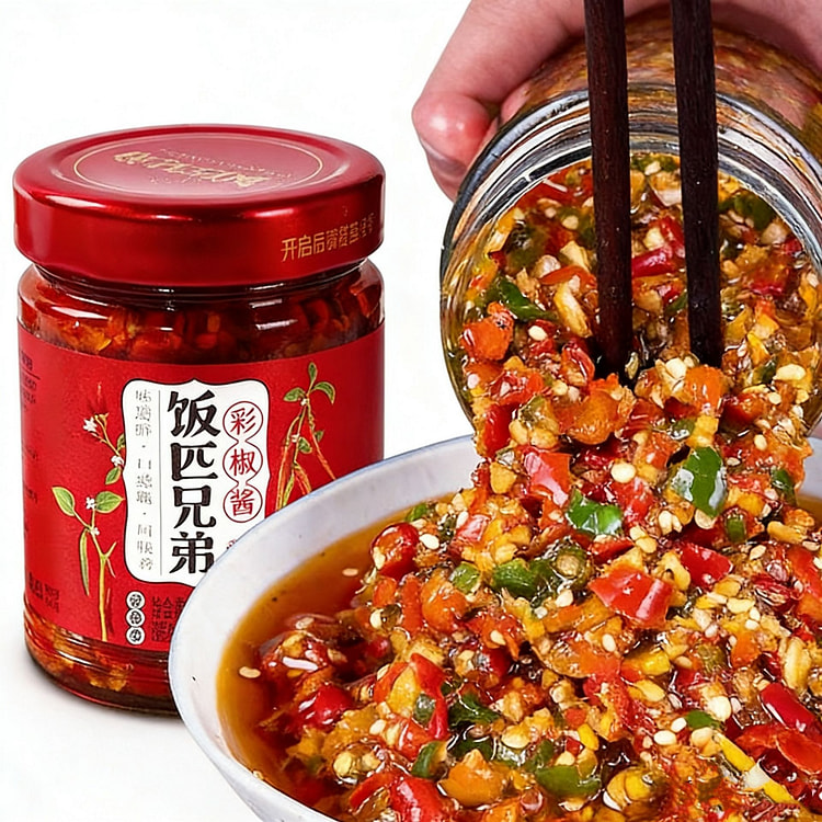 饭匹兄弟湖南农家香辣彩椒酱蒜蓉辣椒酱下饭菜剁椒酱拌 248 瓶