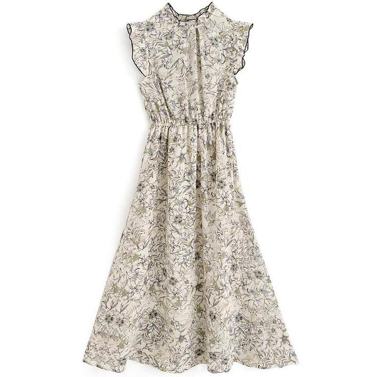 GRL Floral Flutter Dress Ivory L