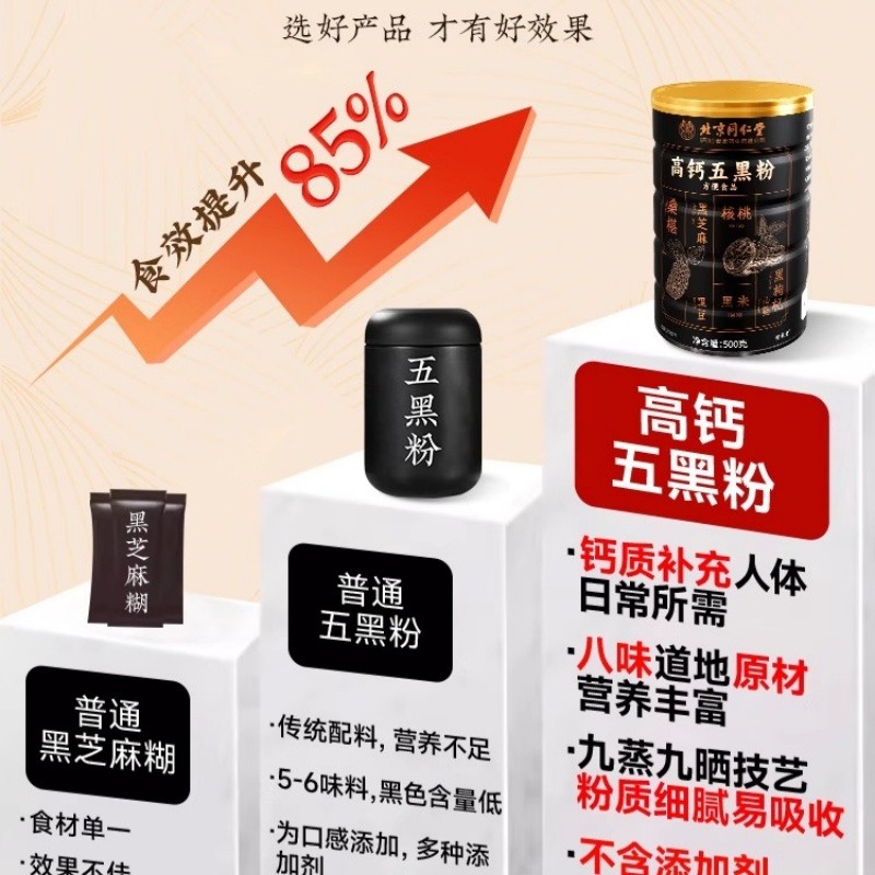 北京同仁堂高鈣五黑粉無蔗糖發黑芝麻糊核桃黑豆粉- Weee!
