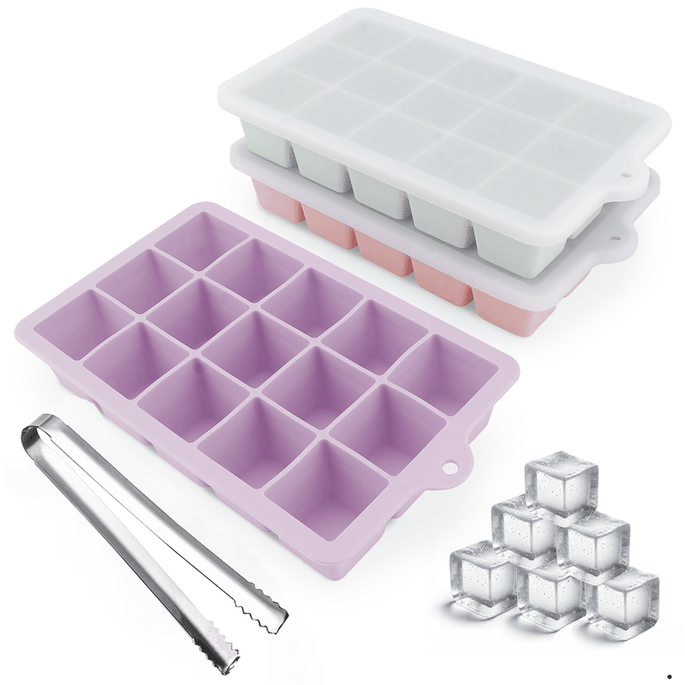 Ice Cube Tray, Easy-Release Silicone Large Ice 3 count