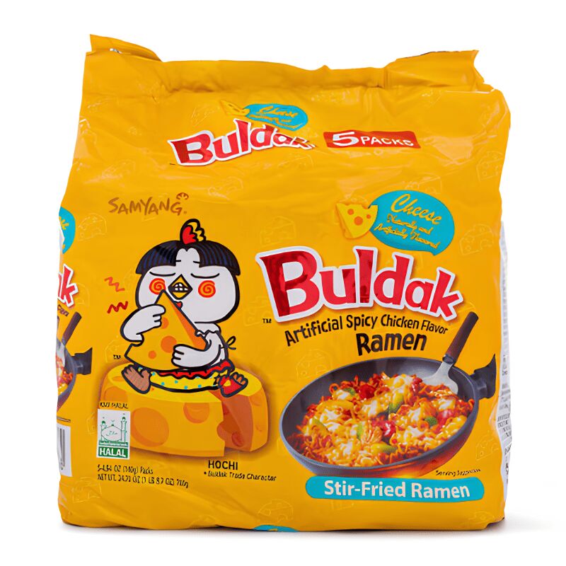 Samyang Buldak Cheese Spicy Chicken Noodles 5 Pack 140 g
