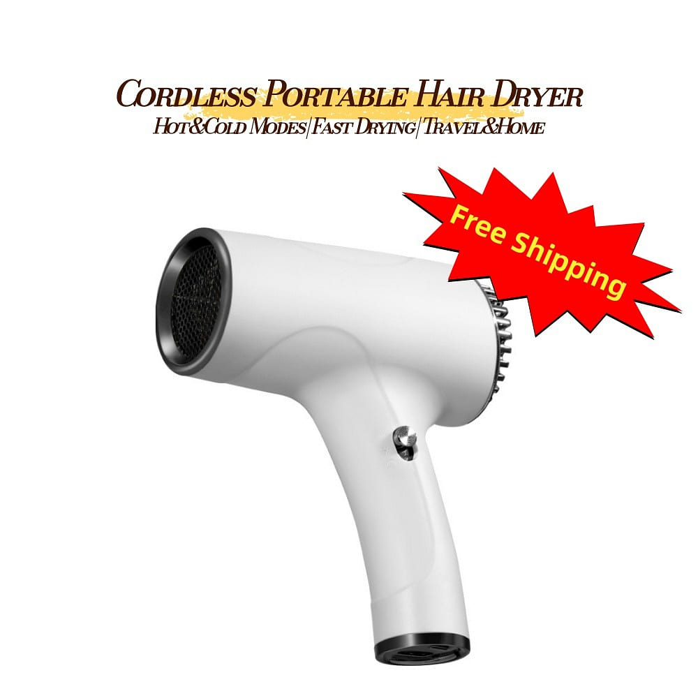 Portable Hair Dryer Cordless Cool Plug-In Warm Air 1 bottle