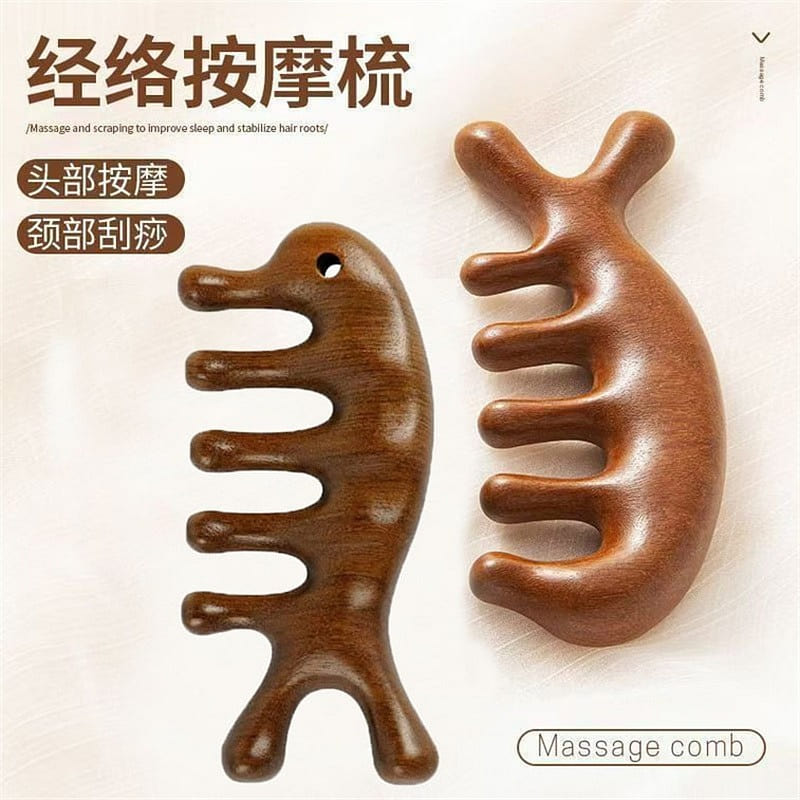 Golden green sandalwood massage comb soothing and revitalizing sandalwood comb 1 個