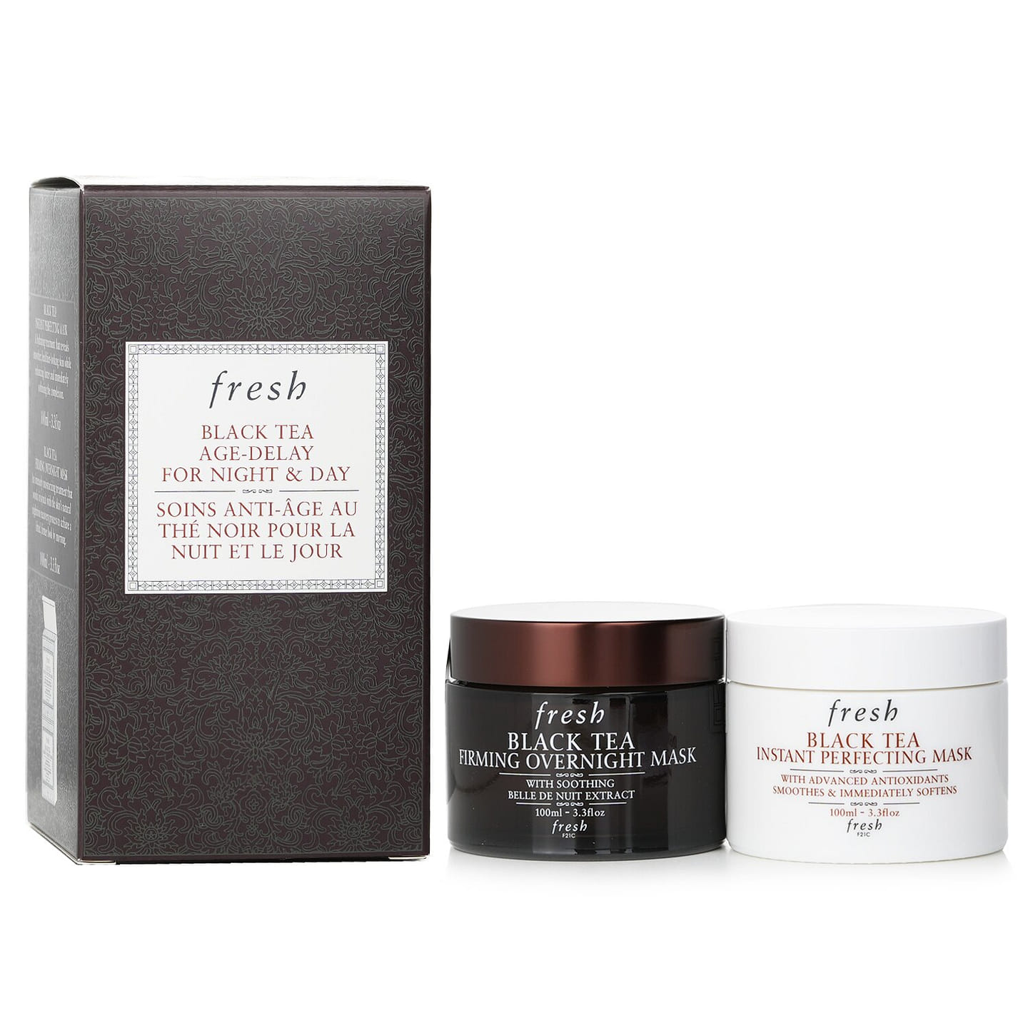 Fresh Black Tea Age-Delay For Night & Day Set: Black Tea Instant Perfecting Mask 100ml + Black Tea Firming Overnight Mask 100ml 2x100ml/3.3oz 2 ml