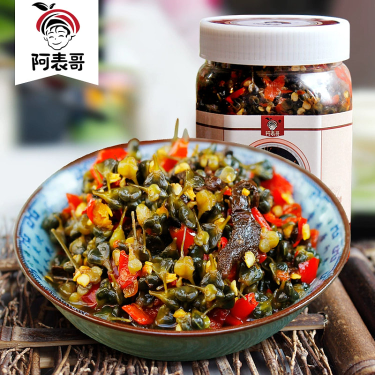 云南特产 阿表哥 韭菜花干巴菌腌菜 咸菜下饭菜 泡椒小菜辣椒酱 香辣开味  450g*1瓶