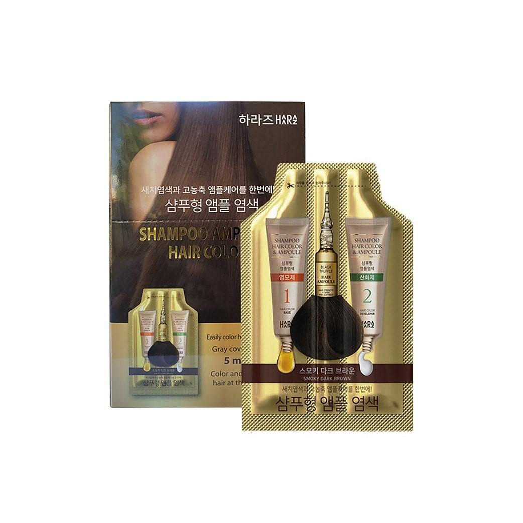 HAARAZ Shampoo Ampoule Hair Color #Smoky Dark Brown 5ea 1 box