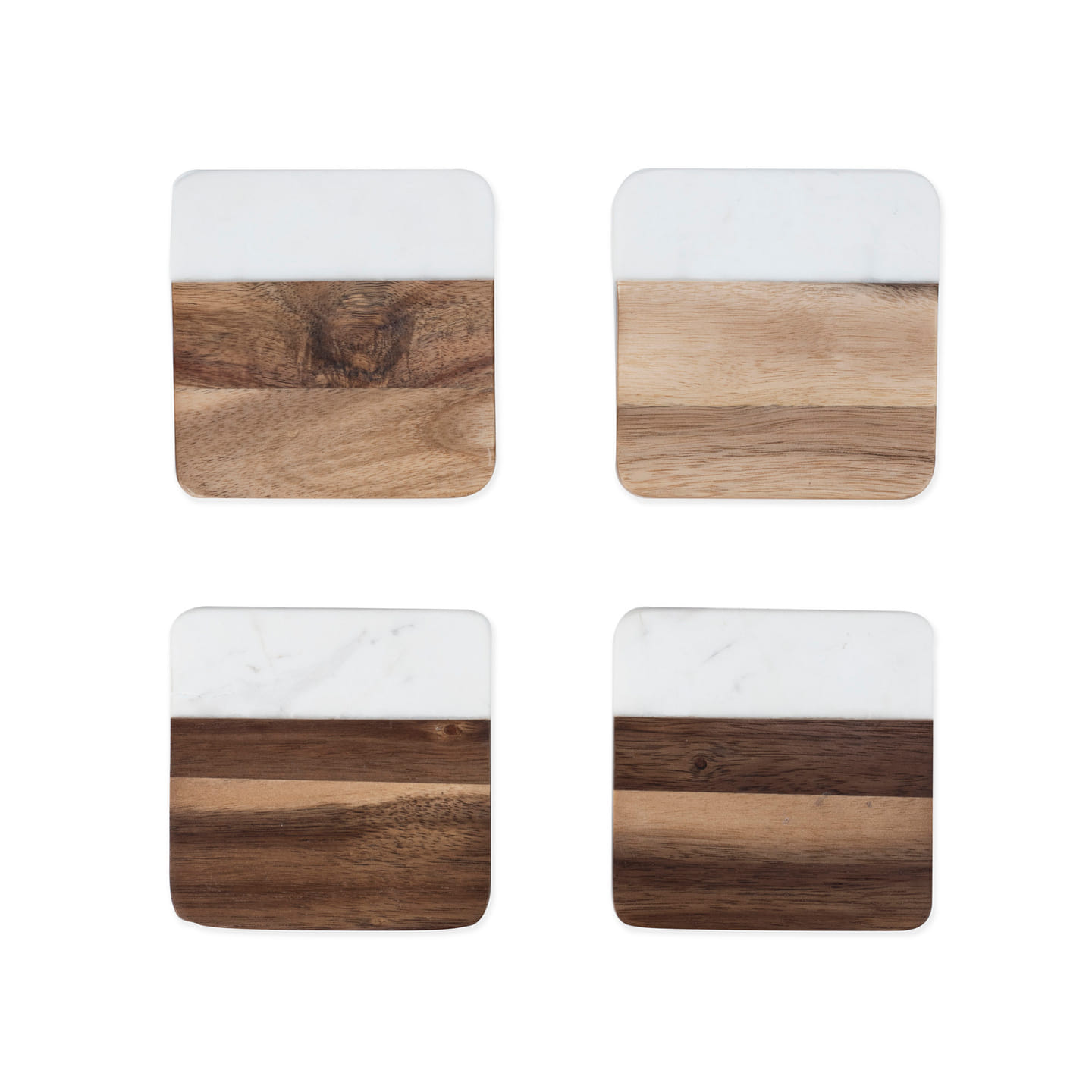 Marble & Acacia Coaster Set by Twine® 4 each