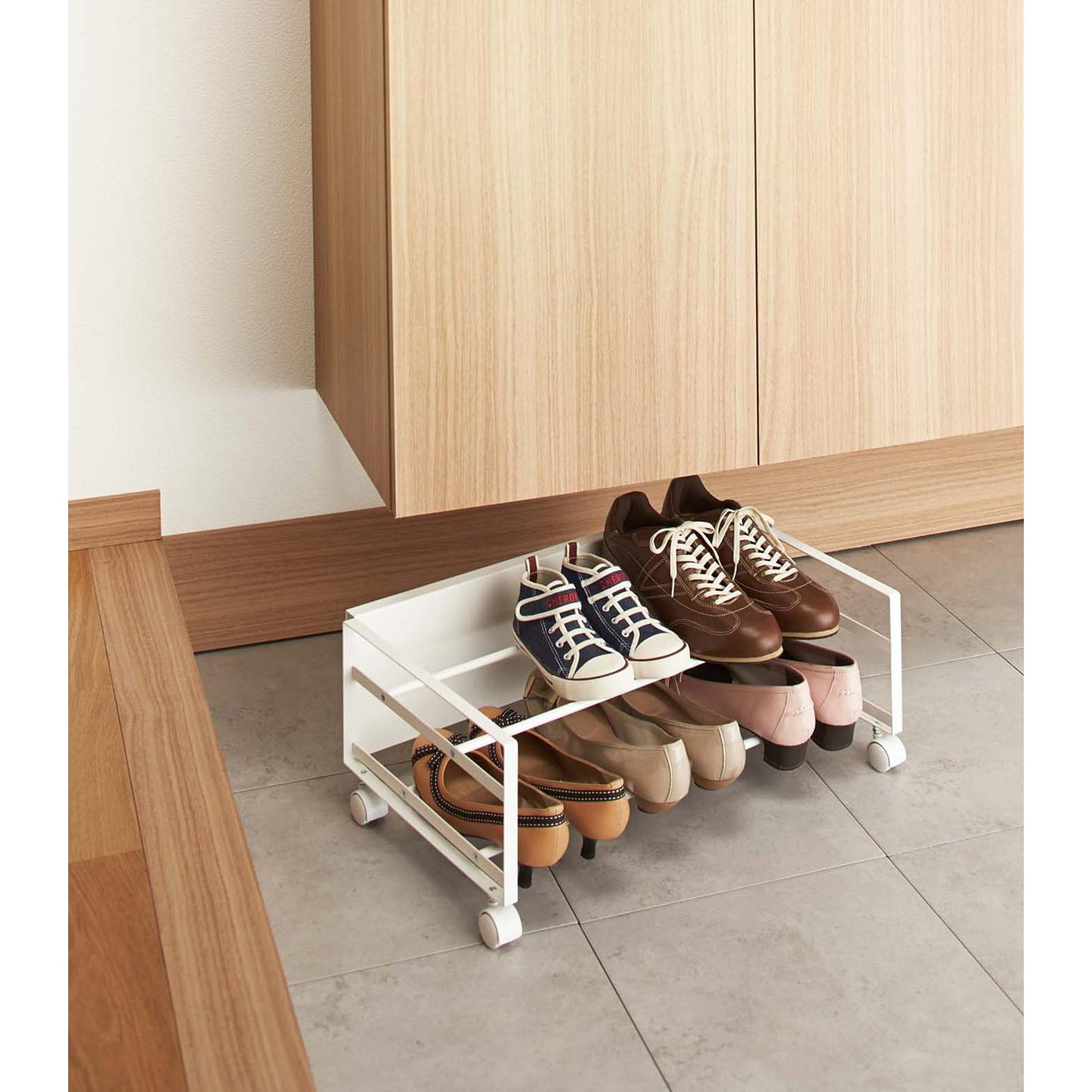Rolling Shoe Rack (9 H) – Steel White 1 each