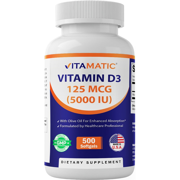Vitamin D3 5000 IU (125 mcg) - 500 Softgels