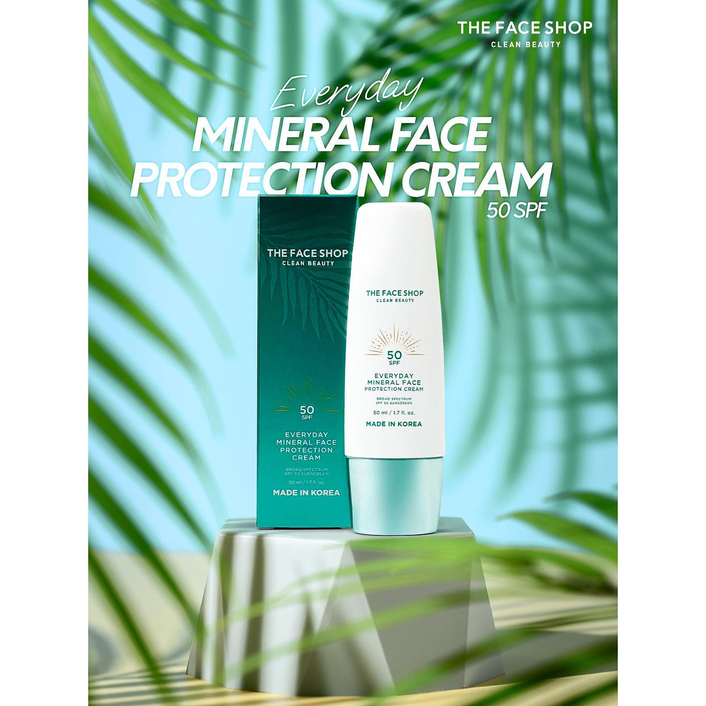 THE FACE SHOP Everyday Mineral Face Sunscreen SPF50 50mL(1.7 fl. oz.) 1 each
