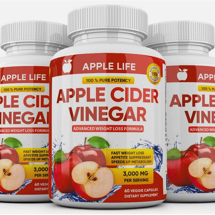 3 X Pure APPLE CIDER VINEGAR ACV 3000mg PURE WEIGH 3 bottle