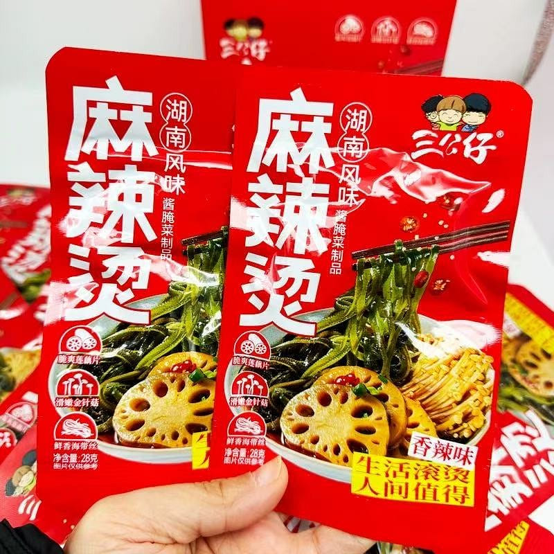 三公仔麻辣烫藕片海带丝金针菇香辣味休闲小零食 28 克