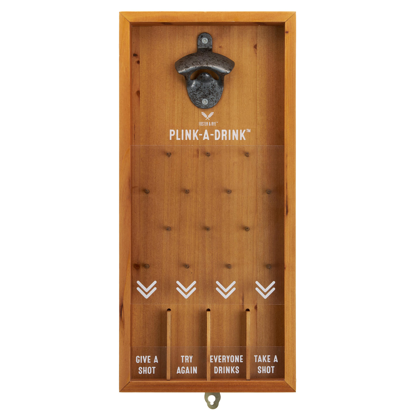 Foster & Rye Plink-A-Drink Wall Mounted Bottle Opener and Catcher- Wooden Bottle Cap Opener Party Games for Parties 1 each